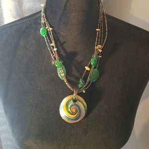 Colorful glass necklace